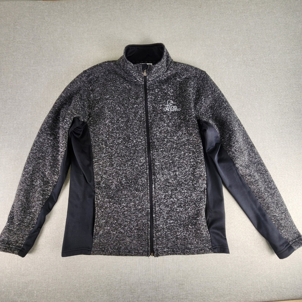 Ducks Unlimited Mens Full Zip Sweater Fleece Jacket Charcoal Gray Large Outdoor